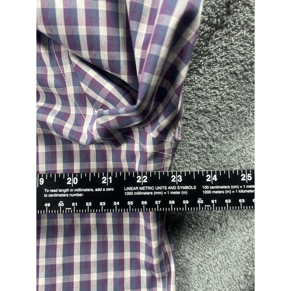 JOS A BANK RESERVE Slim Fit Purple White Checkered Dress Mens XL Egyptian Cotton - Picture 3 of 5
